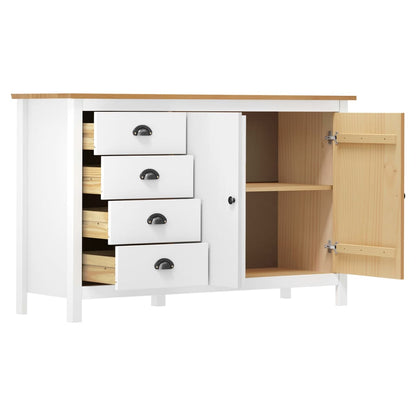 Dressoir Hill 79X40X80 Cm Massief Grenenhout Wit en bruin