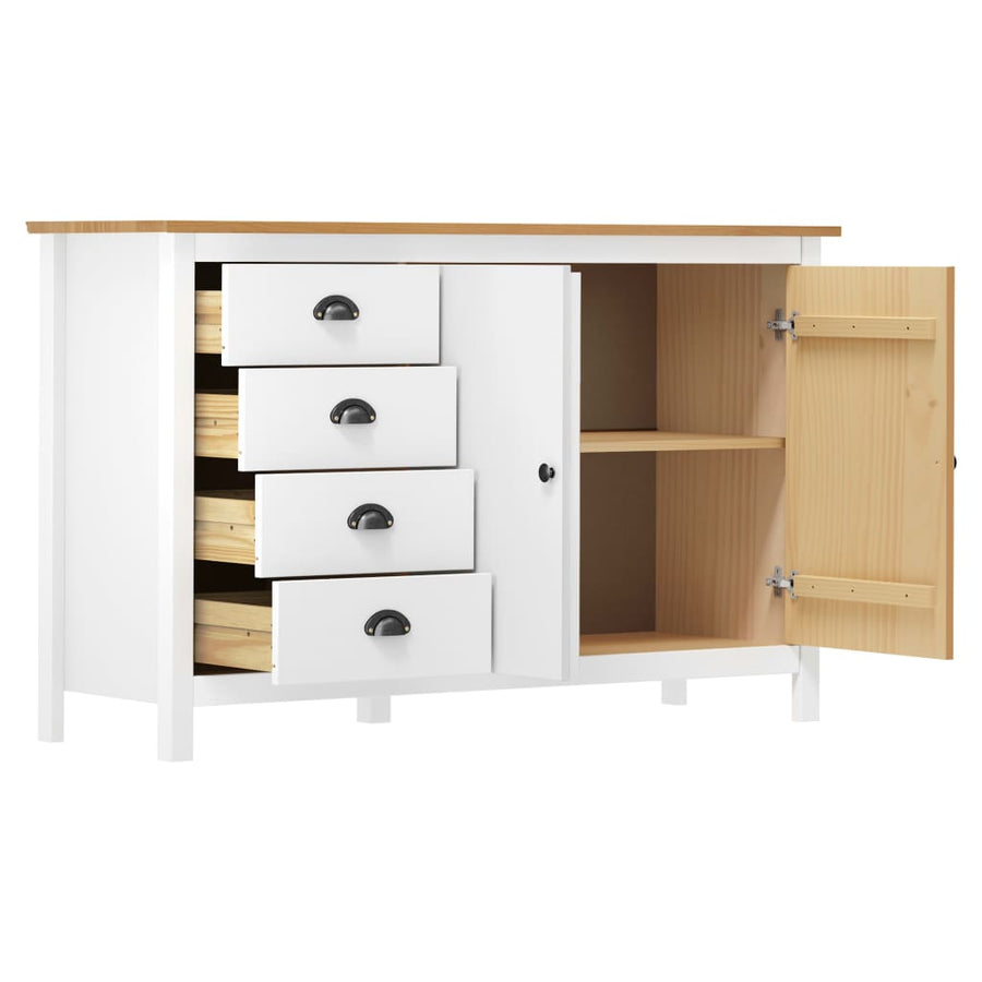 Dressoir Hill 79X40X80 Cm Massief Grenenhout Wit en bruin