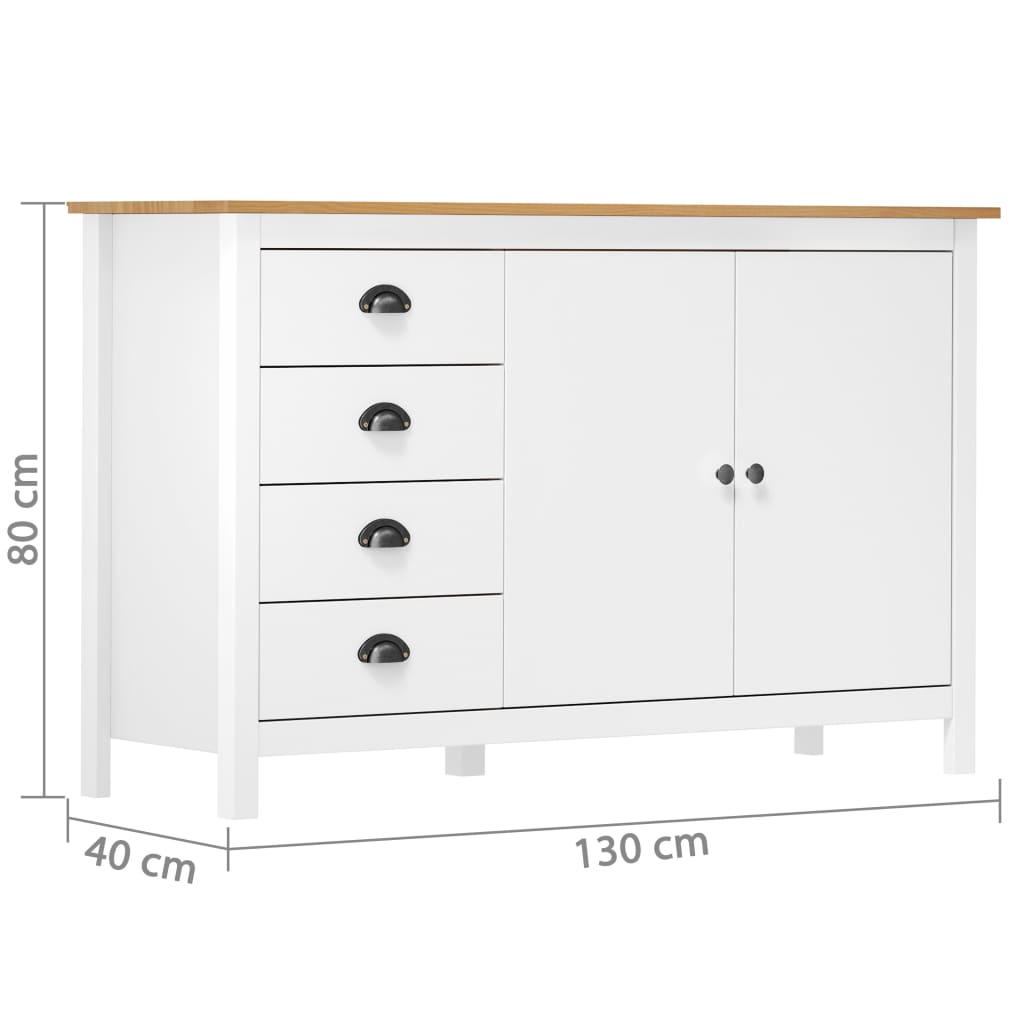 Dressoir Hill 79X40X80 Cm Massief Grenenhout Wit en bruin