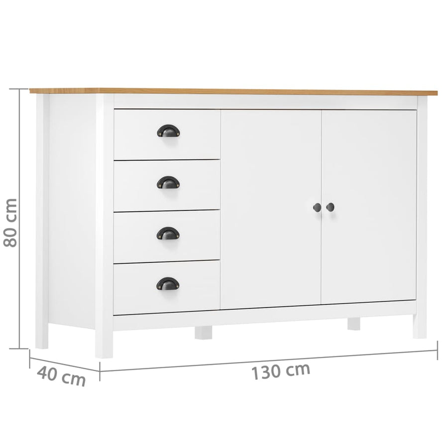 Dressoir Hill 79X40X80 Cm Massief Grenenhout Wit en bruin