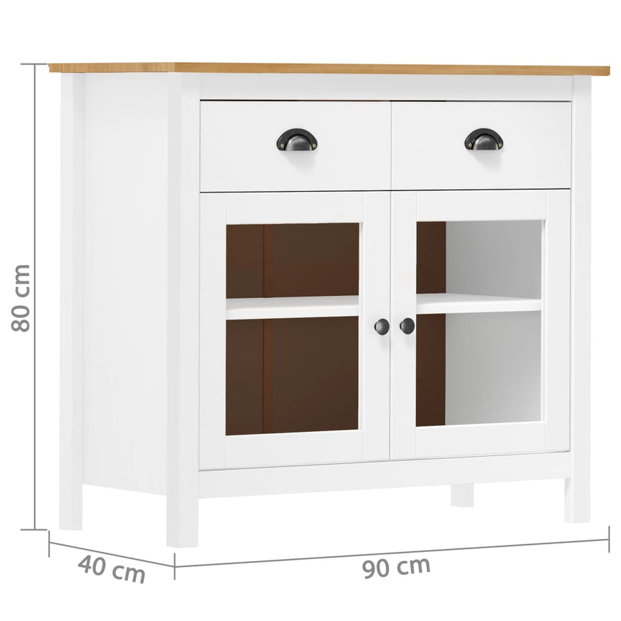 Dressoir Hill Range 90X40X80 Cm Massief Grenenhout Wit en bruin