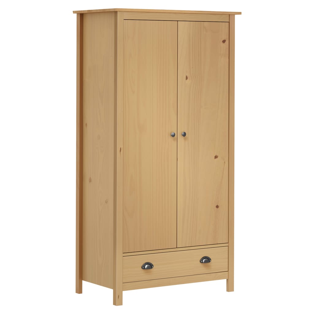 Kledingkast Hill 2 Deuren 89X50X70 Cm Massief Grenenhout Bruin