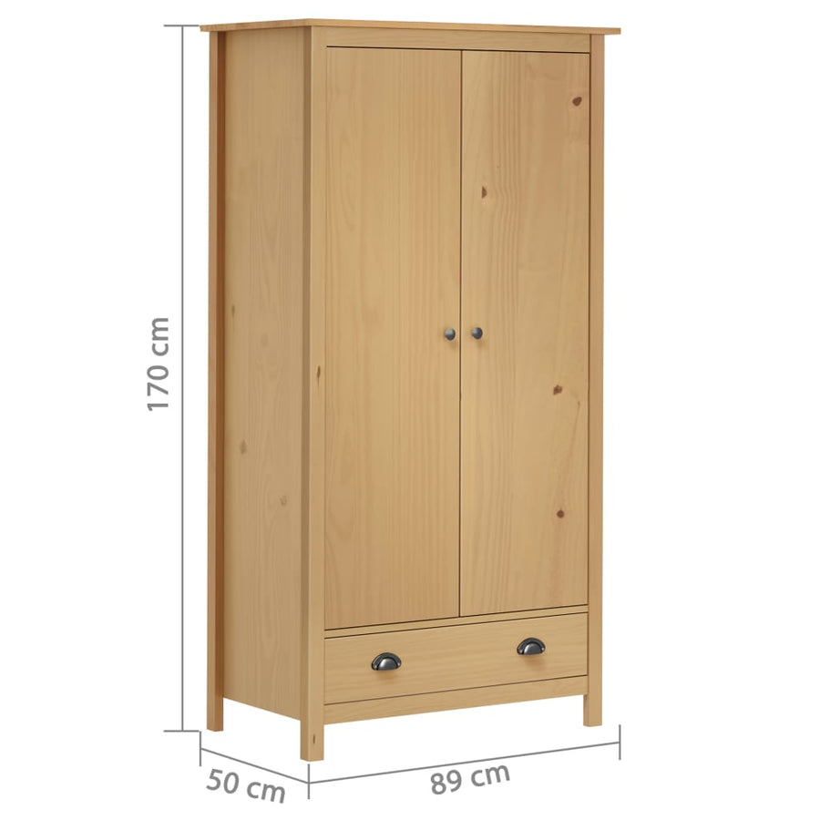Kledingkast Hill 2 Deuren 89X50X70 Cm Massief Grenenhout Bruin