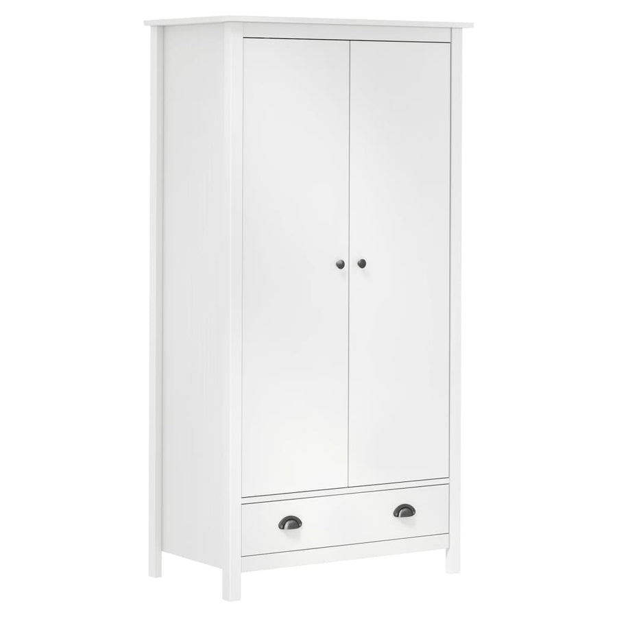 Kledingkast Hill 2 Deuren 89X50X70 Cm Massief Grenenhout Wit