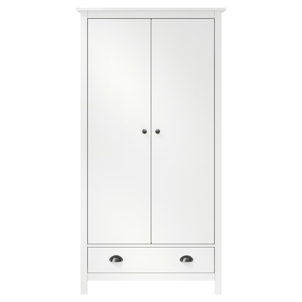 Kledingkast Hill 2 Deuren 89X50X70 Cm Massief Grenenhout Wit