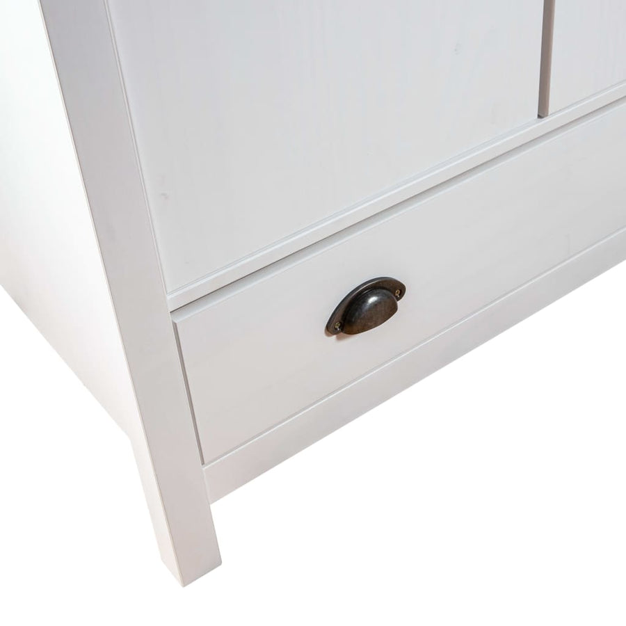 Kledingkast Hill 2 Deuren 89X50X70 Cm Massief Grenenhout Wit