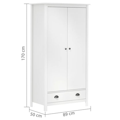 Kledingkast Hill 2 Deuren 89X50X70 Cm Massief Grenenhout Wit
