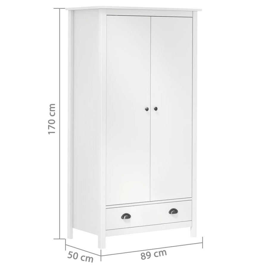 Kledingkast Hill 2 Deuren 89X50X70 Cm Massief Grenenhout Wit