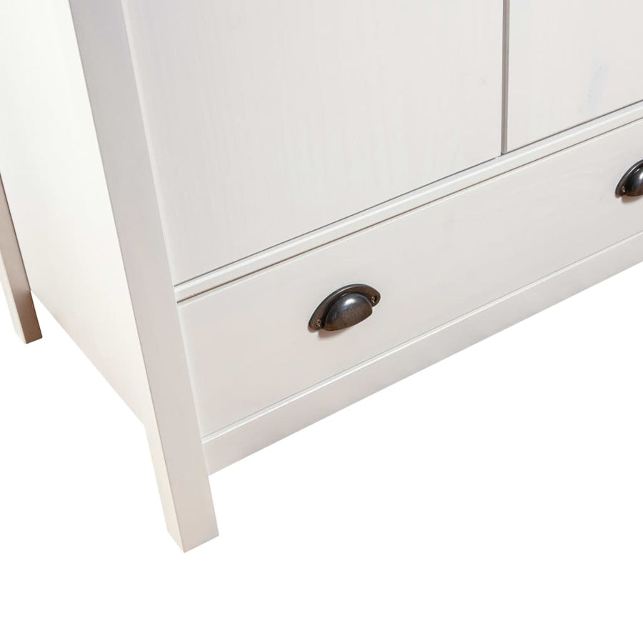 Kledingkast Hill 2 Deuren 89X50X70 Cm Massief Grenenhout Wit en bruin