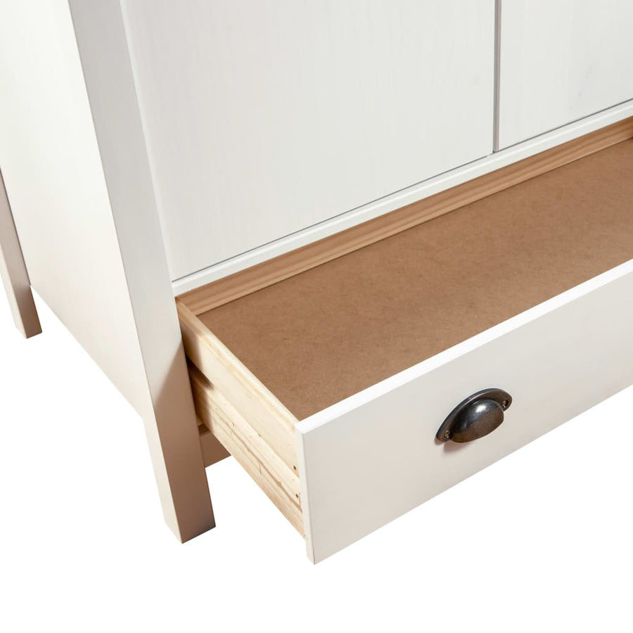 Kledingkast Hill 2 Deuren 89X50X70 Cm Massief Grenenhout Wit en bruin