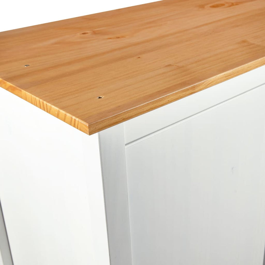 Kledingkast Hill 2 Deuren 89X50X70 Cm Massief Grenenhout Wit en bruin