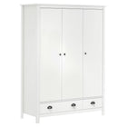 Wardrobe Hill 3 doors 127x50x170 cm solid pine wood white