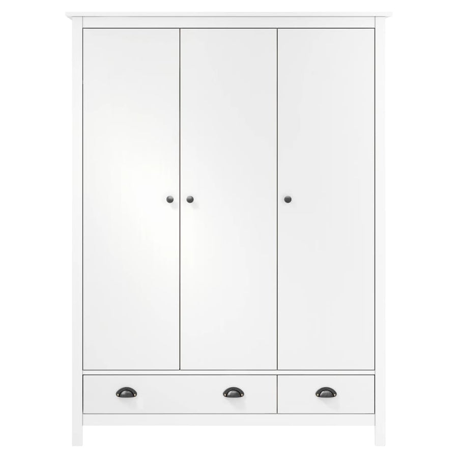 Kledingkast Hill 3 deuren 127x50x170 cm massief grenenhout wit