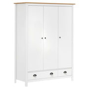 Kledingkast massief grenenhout 127x50x170 cm wit