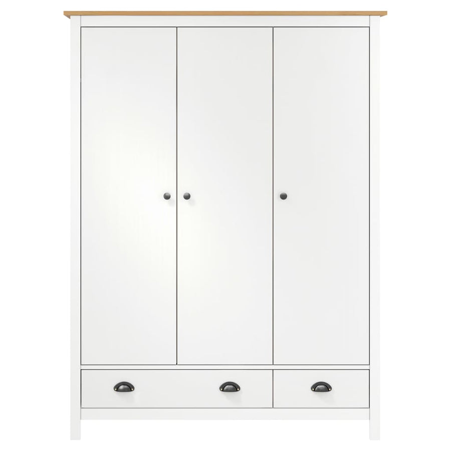 Kledingkast Hill 3 Deuren 27X50X70 Cm Massief Grenenhout Wit en bruin