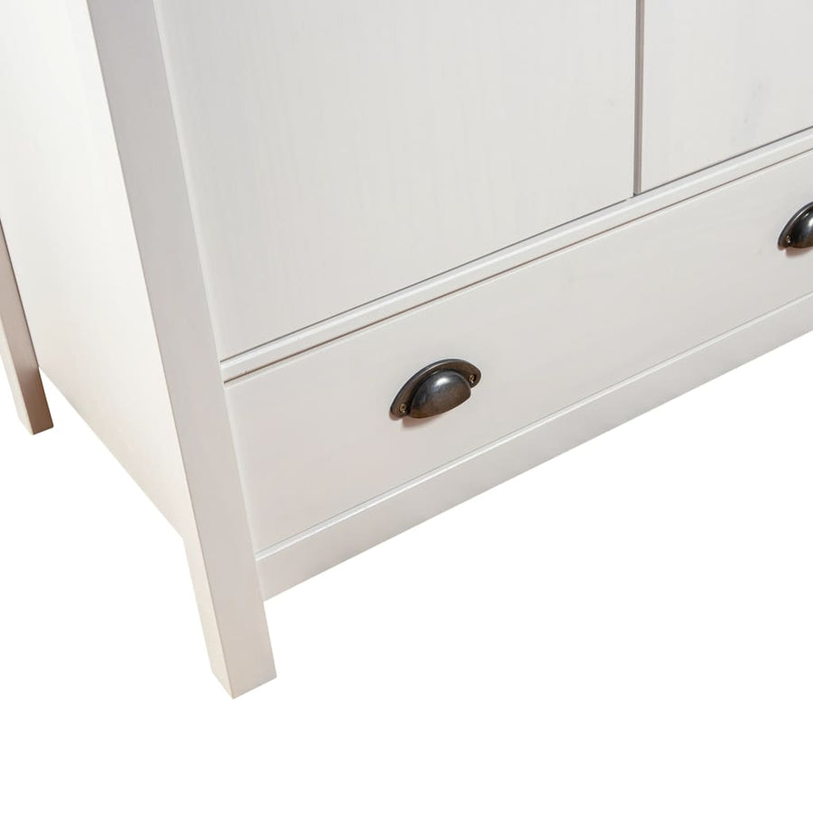 Kledingkast Hill 3 Deuren 27X50X70 Cm Massief Grenenhout Wit en bruin