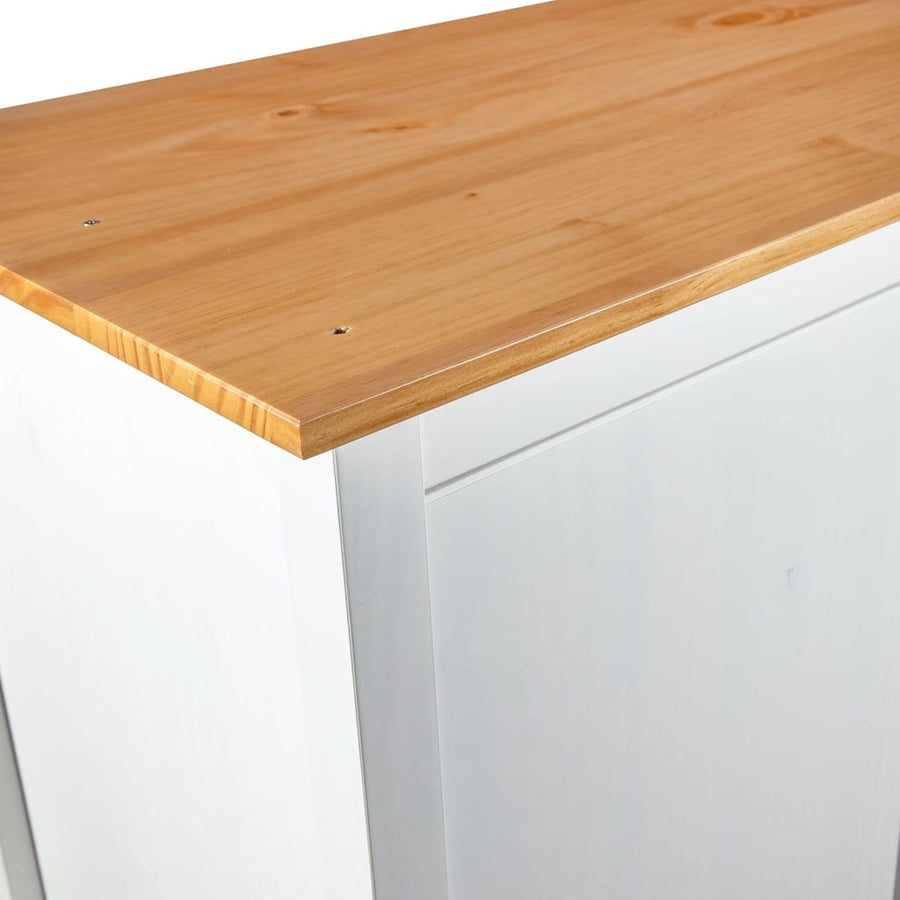 Kledingkast Hill 3 Deuren 27X50X70 Cm Massief Grenenhout Wit en bruin