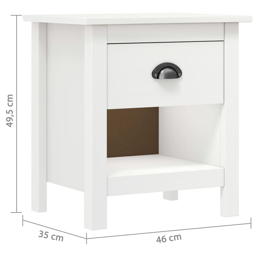 Nachtkastjes Hill Range 46X35X49,5 Cm Massief Grenenhout Wit
