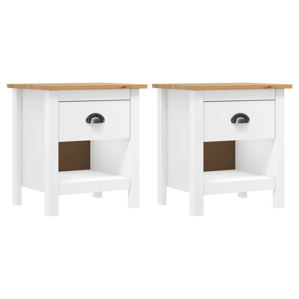 Nachtkastjes Hill Range 46X35X49,5 Cm Massief Grenenhout Wit en bruin
