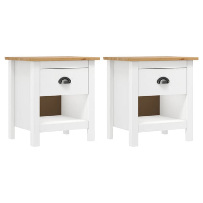 Nachtkastjes Hill Range 46X35X49,5 Cm Massief Grenenhout Wit en bruin