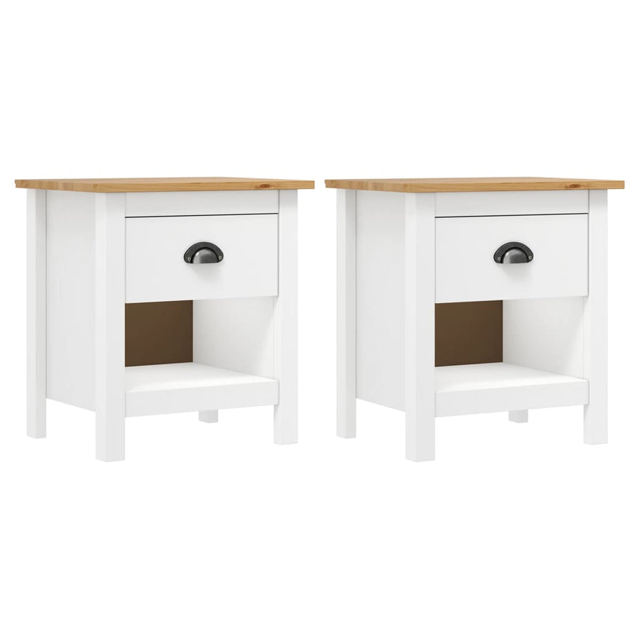 Nachtkastjes Hill Range 46X35X49,5 Cm Massief Grenenhout Wit en bruin