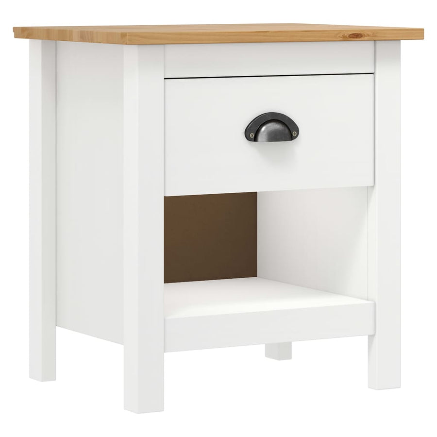 Nachtkastjes Hill Range 46X35X49,5 Cm Massief Grenenhout Wit en bruin
