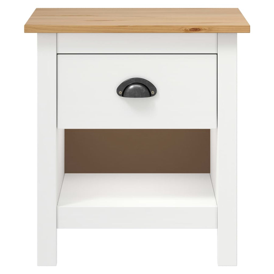 Nachtkastjes Hill Range 46X35X49,5 Cm Massief Grenenhout Wit en bruin