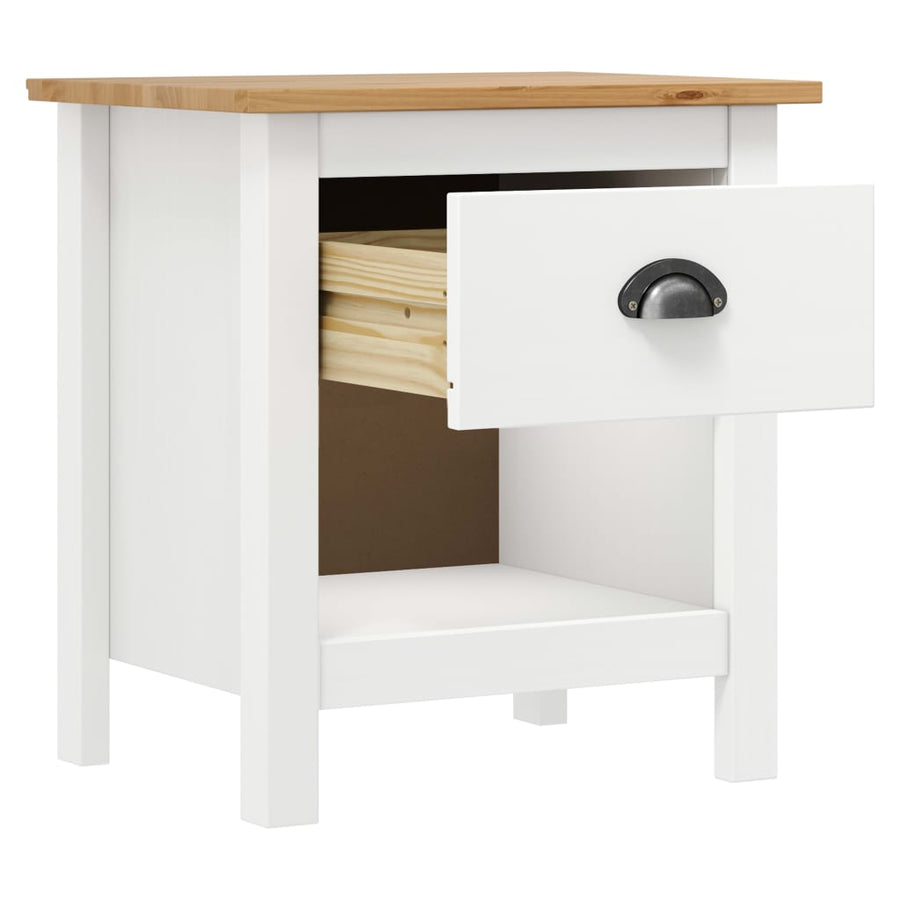 Nachtkastjes Hill Range 46X35X49,5 Cm Massief Grenenhout Wit en bruin
