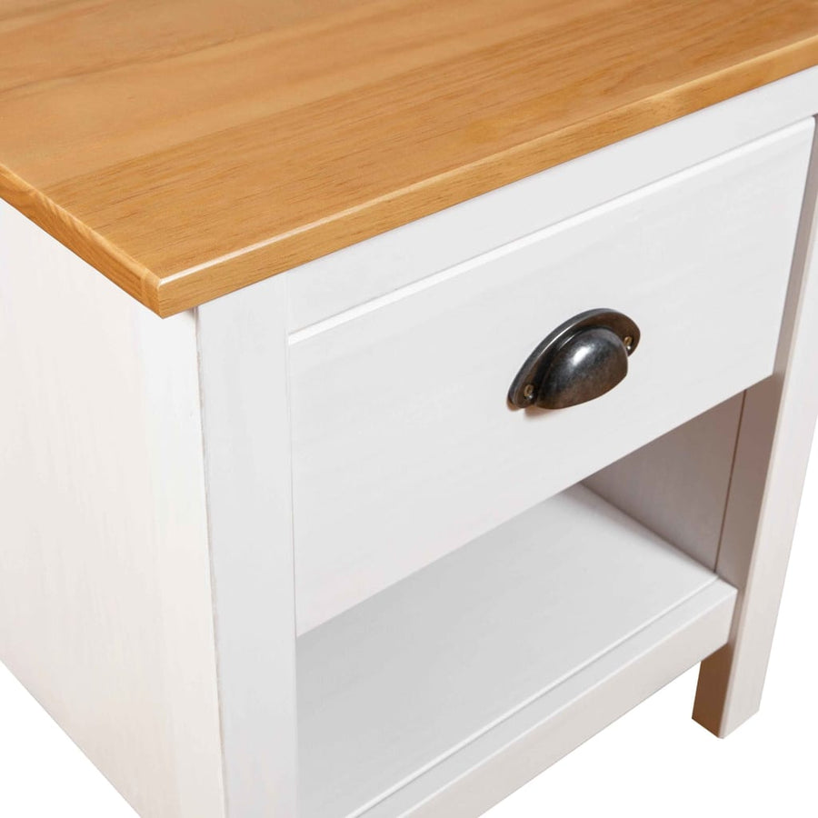 Nachtkastjes Hill Range 46X35X49,5 Cm Massief Grenenhout Wit en bruin