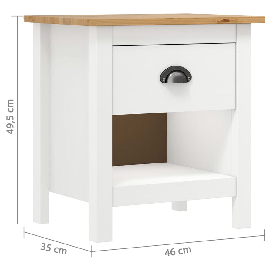Nachtkastjes Hill Range 46X35X49,5 Cm Massief Grenenhout Wit en bruin