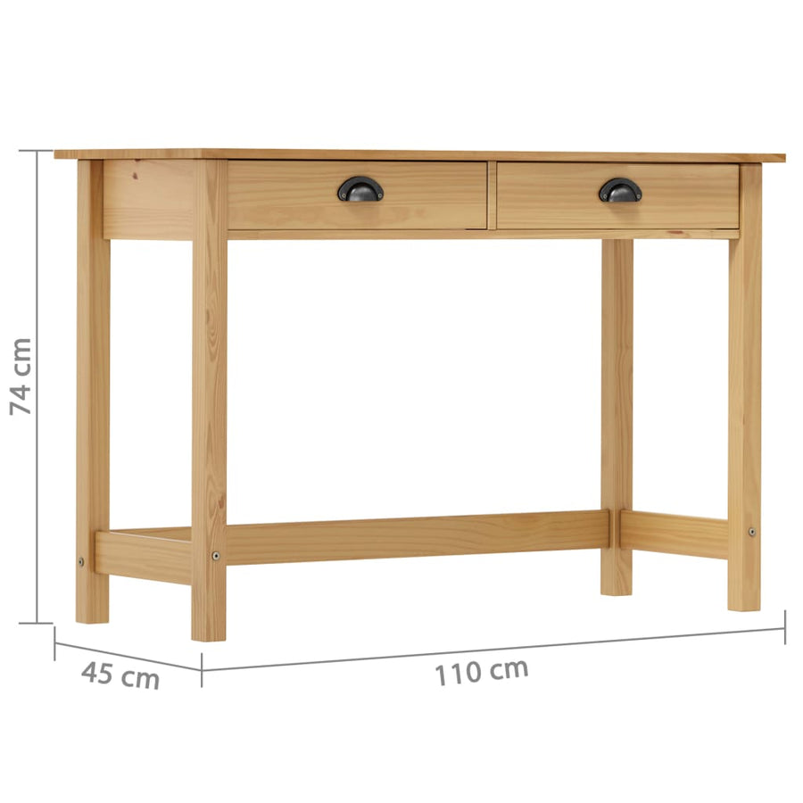 Wandtafel Hill 2 Lades 0X45X74 Cm Massief Grenenhout Bruin