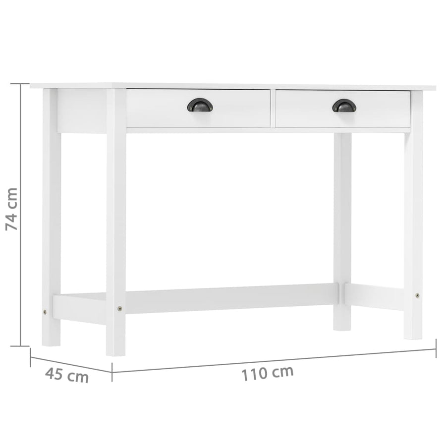 Wandtafel Hill 2 Lades 0X45X74 Cm Massief Grenenhout Wit