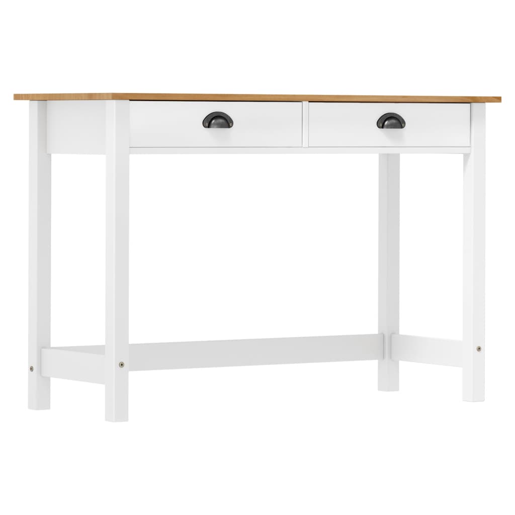 Wandtafel Hill 2 Lades 0X45X74 Cm Massief Grenenhout Wit en bruin