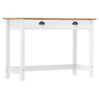 Wandtafel Hill 2 Lades 0X45X74 Cm Massief Grenenhout Wit en bruin
