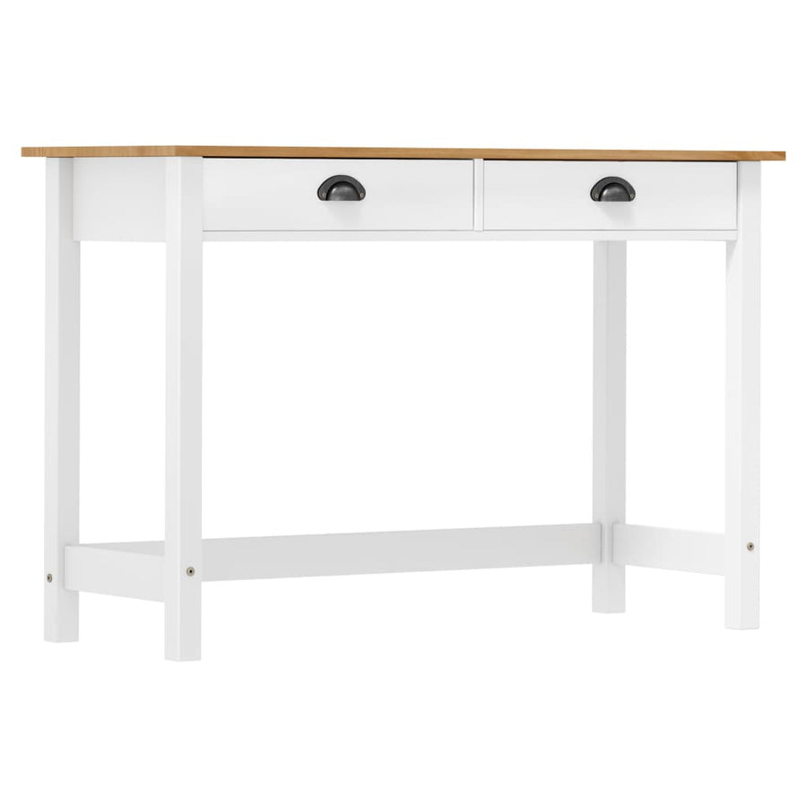 Wandtafel Hill 2 Lades 0X45X74 Cm Massief Grenenhout Wit en bruin