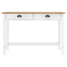 Wandtafel Hill 2 Lades 0X45X74 Cm Massief Grenenhout Wit en bruin