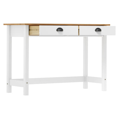 Wandtafel Hill 2 Lades 0X45X74 Cm Massief Grenenhout Wit en bruin