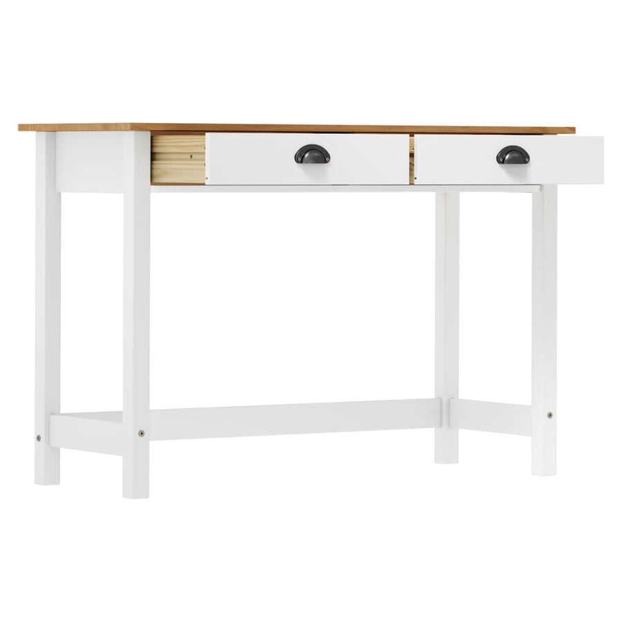 Wandtafel Hill 2 Lades 0X45X74 Cm Massief Grenenhout Wit en bruin