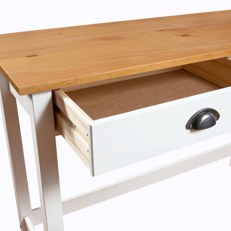Wandtafel Hill 2 Lades 0X45X74 Cm Massief Grenenhout Wit en bruin