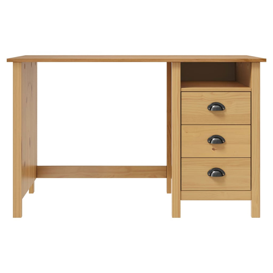 Bureau Hill 3 Lades Massief Grenenhout Bruin