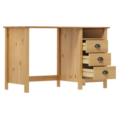 Bureau Hill 3 Lades Massief Grenenhout Bruin