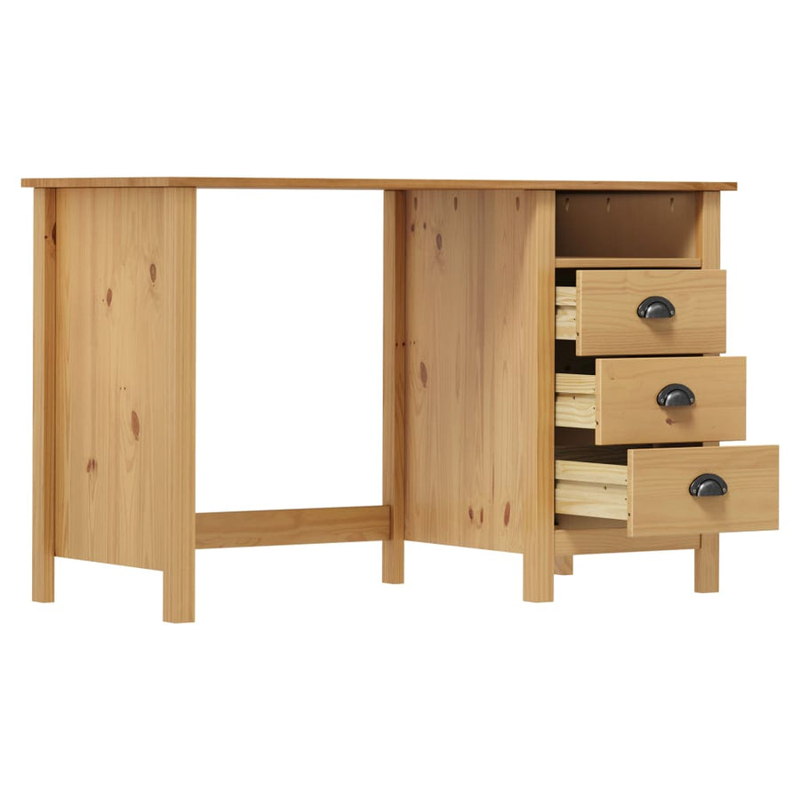 Bureau Hill 3 Lades Massief Grenenhout Bruin