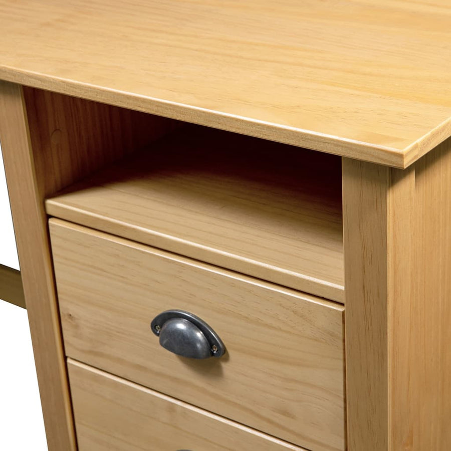 Bureau Hill 3 Lades Massief Grenenhout Bruin