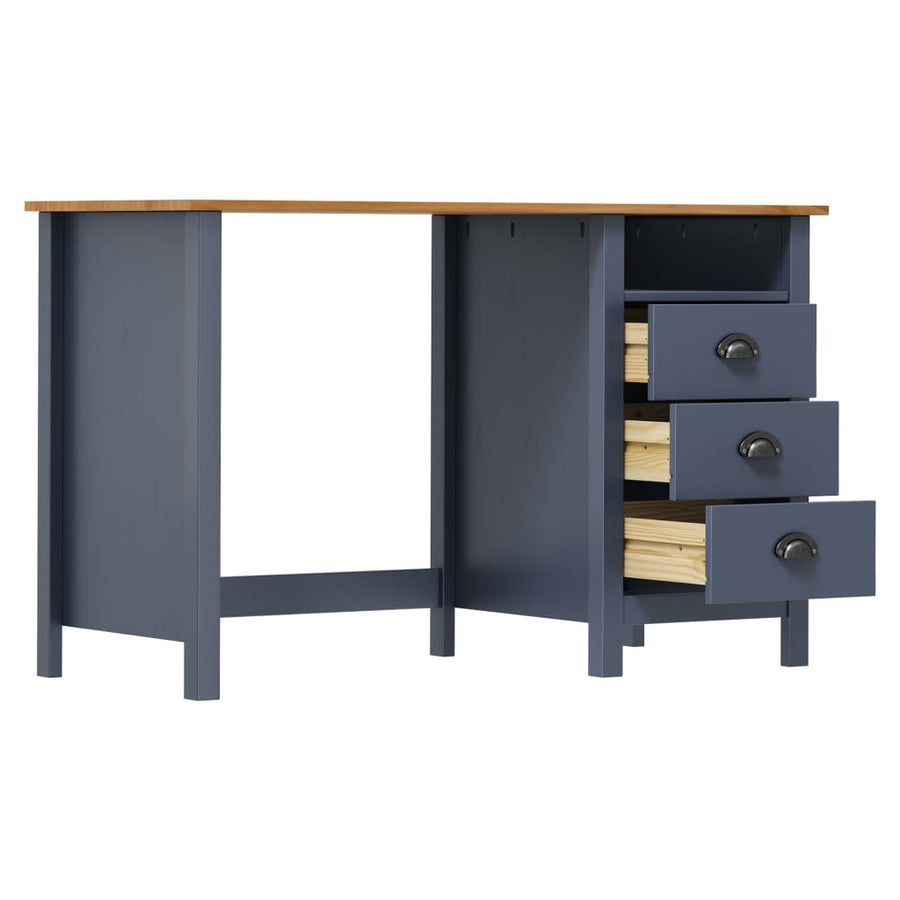 Bureau Hill 3 Lades Massief Grenenhout Grijs