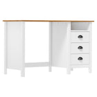 Bureau Hill 3 Lades 120X50X74 Cm Massief Grenenhout Wit en bruin