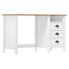Bureau Hill 3 Lades 120X50X74 Cm Massief Grenenhout Wit en bruin