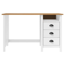 Bureau Hill 3 Lades 120X50X74 Cm Massief Grenenhout Wit en bruin