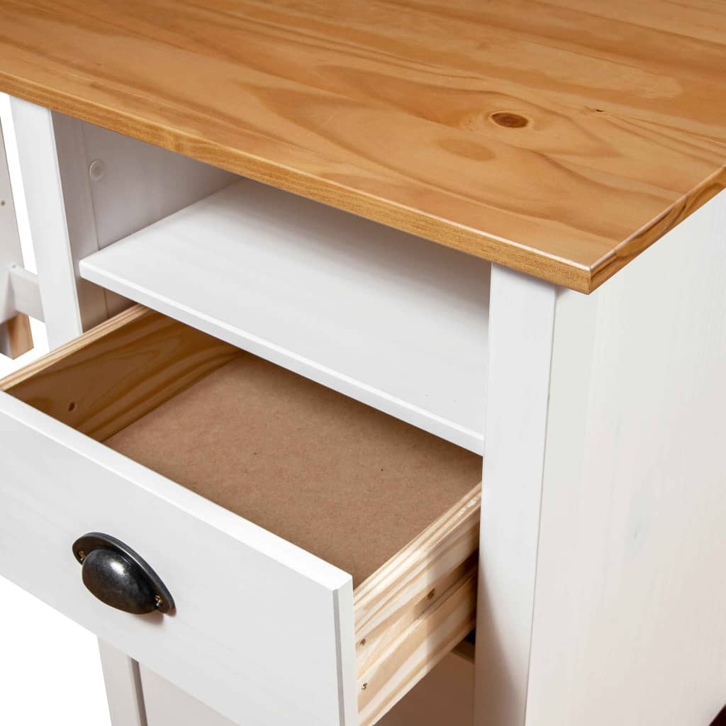 Bureau Hill 3 Lades 120X50X74 Cm Massief Grenenhout Wit en bruin