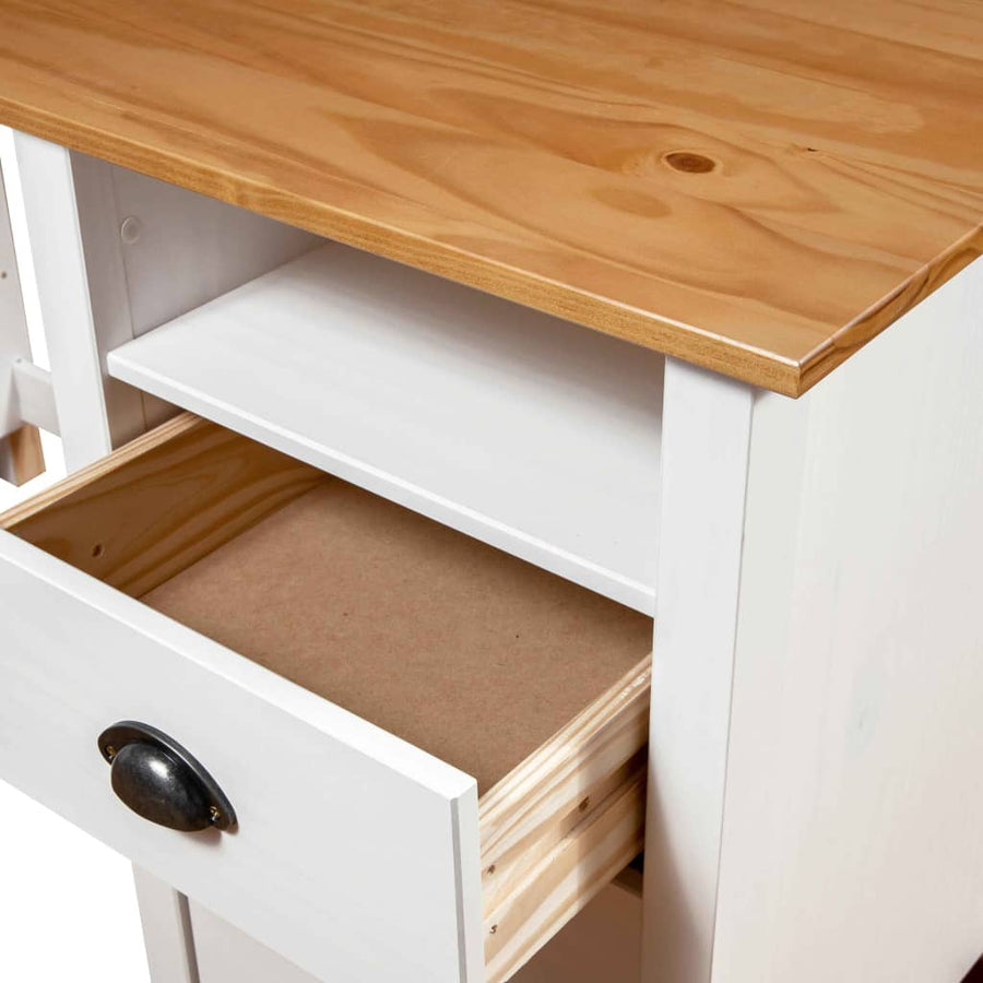 Bureau Hill 3 Lades 120X50X74 Cm Massief Grenenhout Wit en bruin