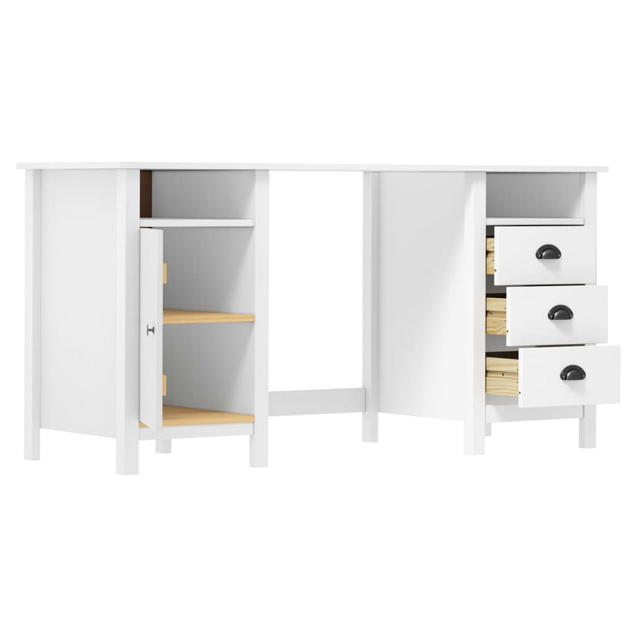 Bureau Hill 150X50X74 Cm Massief Grenenhout Wit